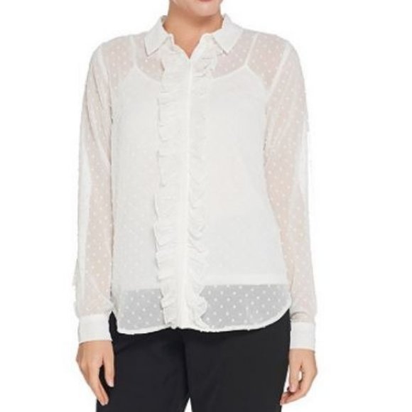 BROOKE SHIELDS Tops - BROOKE SHIELDS Timeless Button Front Blouse with Ruffle and Tank  294